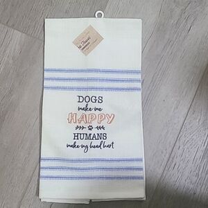 Dogs Make Me Happy Embroidered Tea Dish Towel